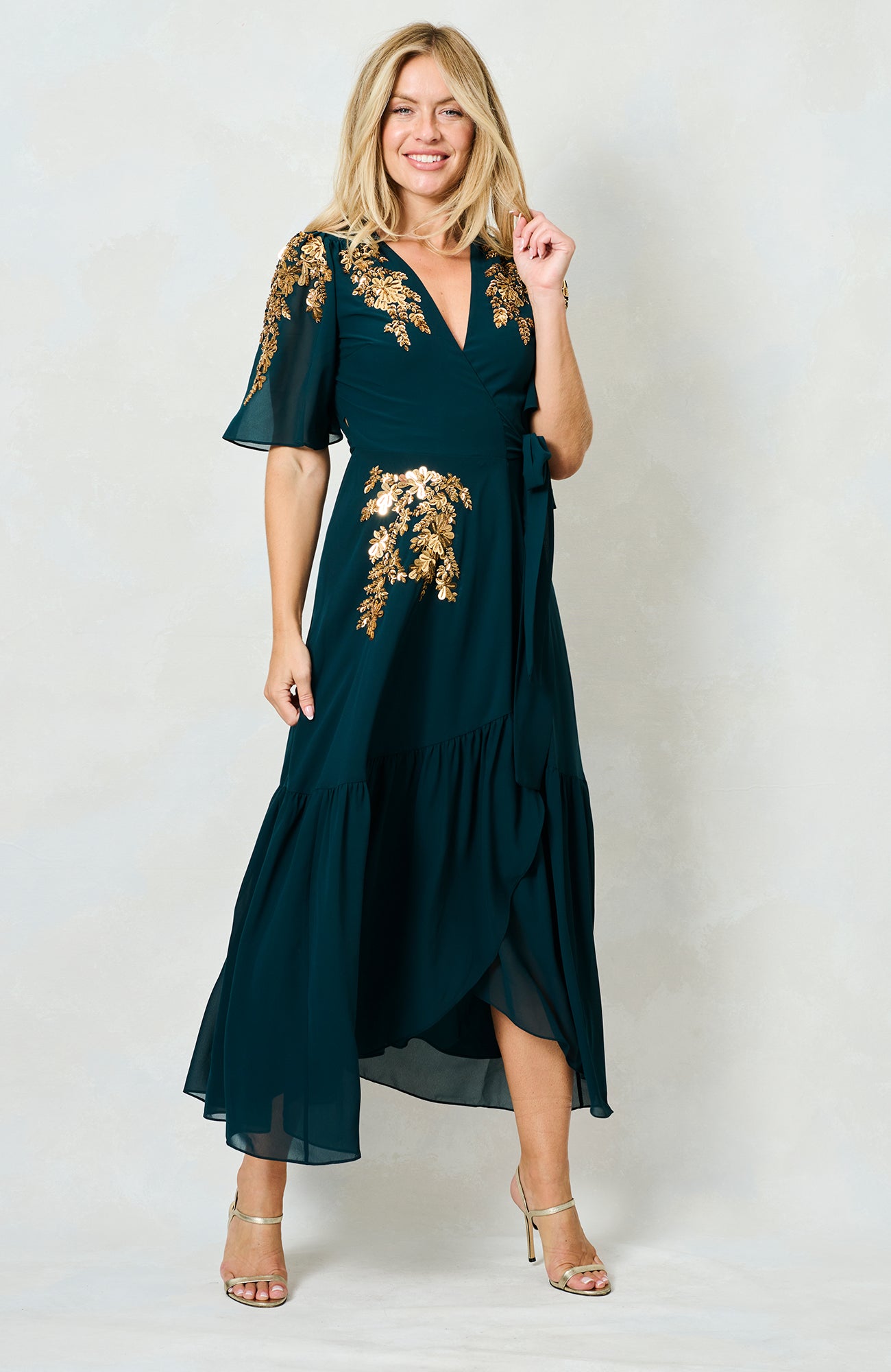 Hope & Ivy The matilda embellished maxi Dress, green Hope & Ivy The matilda embellished maxi Dress, green