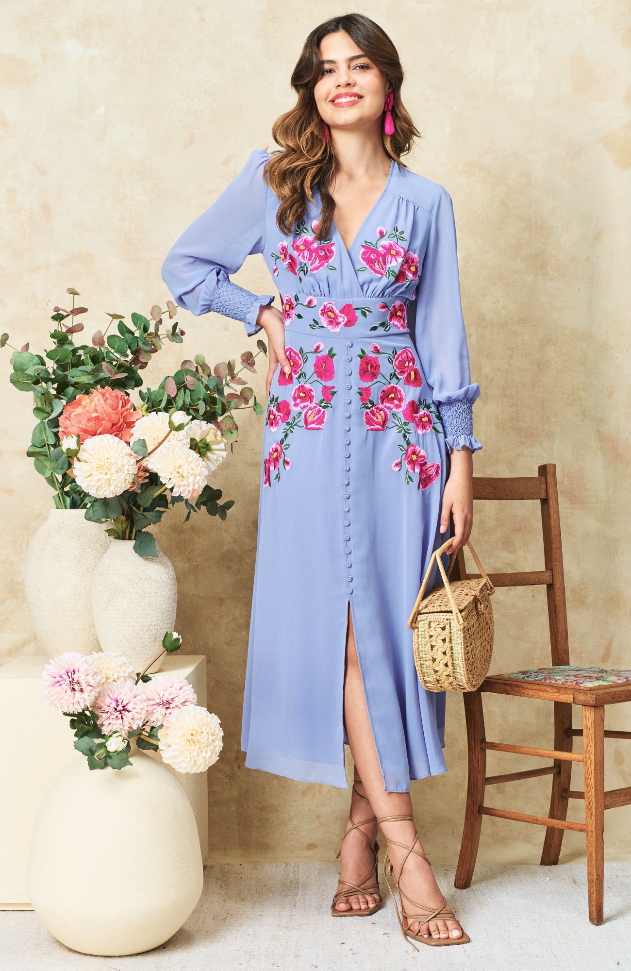 floral embroidered dress uk Yours London Women's Plus Size Navy Blue & Pink Floral 3D Embroidered Shift Dress Size 10