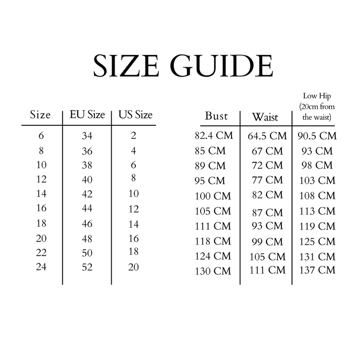 Rm william size on sale guide