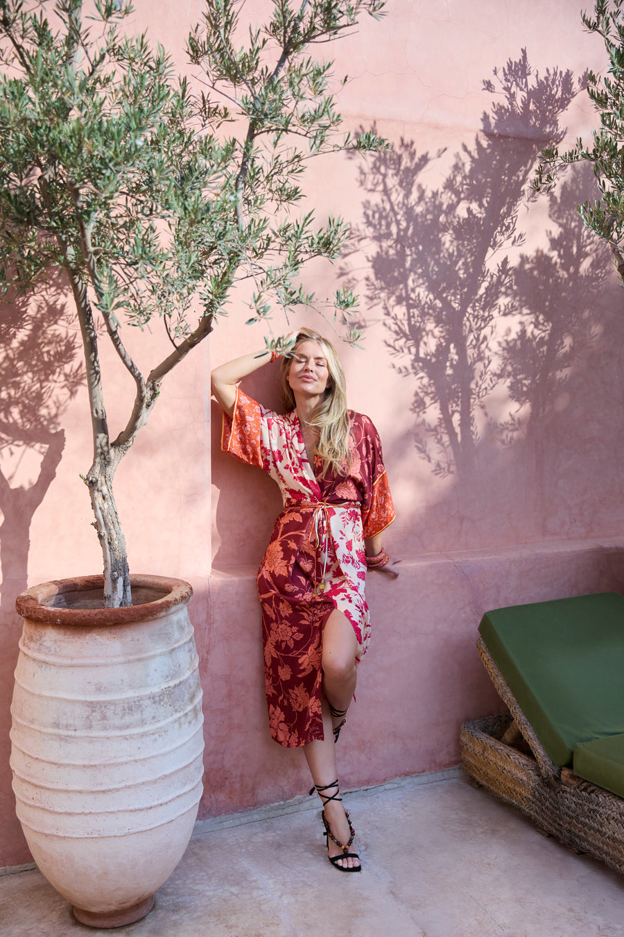 strapless open back dress Giulia Long Sleeve Maxi Dress, Dusty Pink
