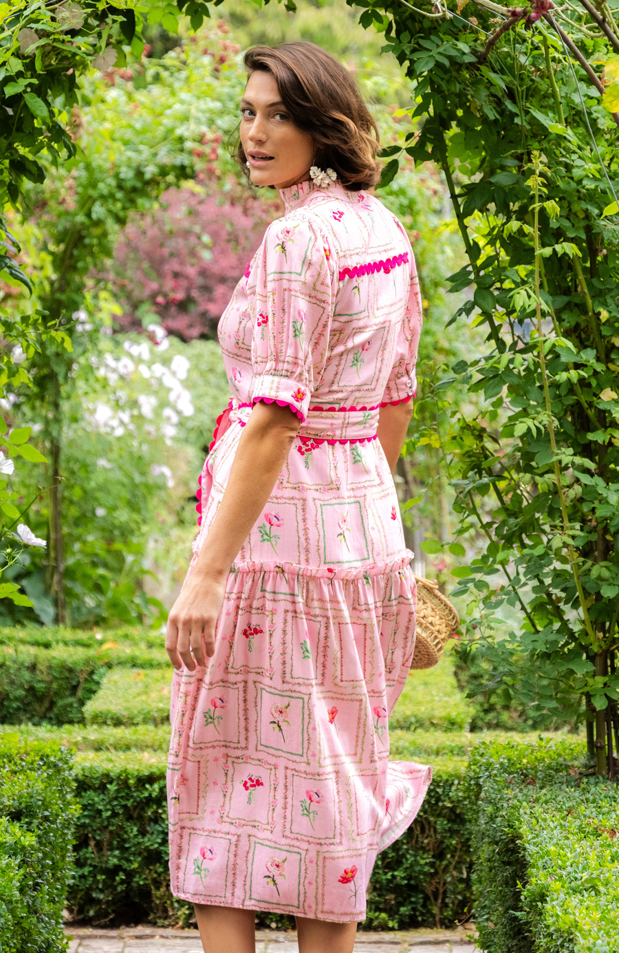Hope & Ivy The Fern Floral Shirt Dress, Pink/Multi