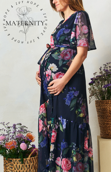 slim fit dress slacks Off-Shoulder Sheer Double Skirt Maternity Dress